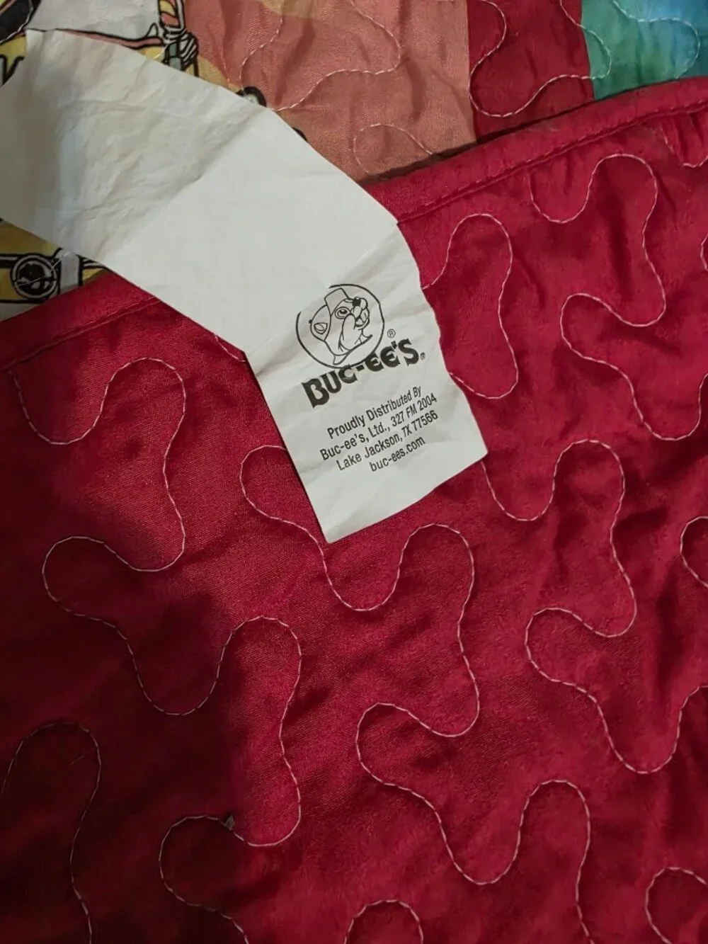 Buc-ees Blanket Quilted Quilt Throw 86 x 68 Bucees Red Patchwork Tie Dye